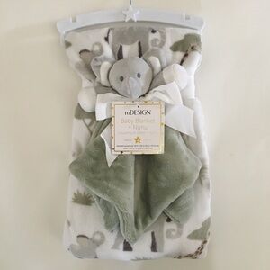 NEW Baby Blanket and Lovey Elephant Gift Set Soft Cozy Animal Theme | mDESIGN